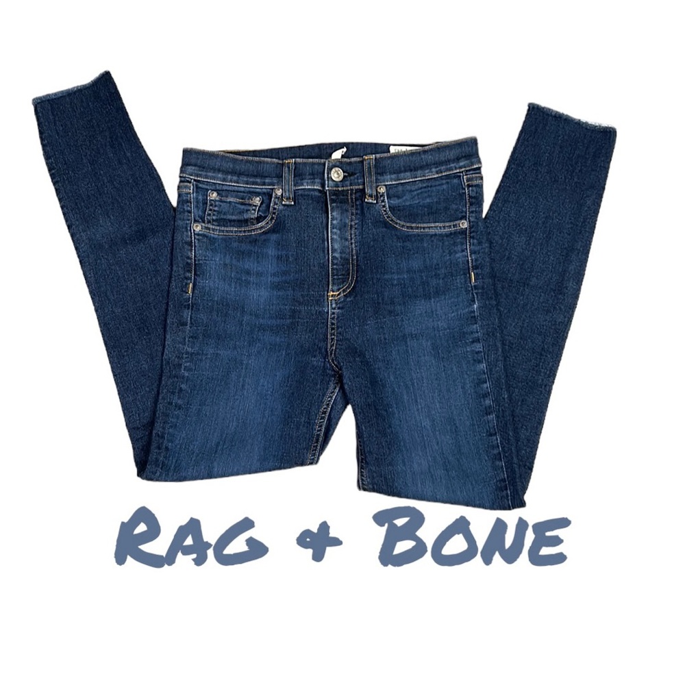 Rag & Bone Dive High Waist Skinny Stretch Denim Jeans In Eddy Wash Blue Size 27